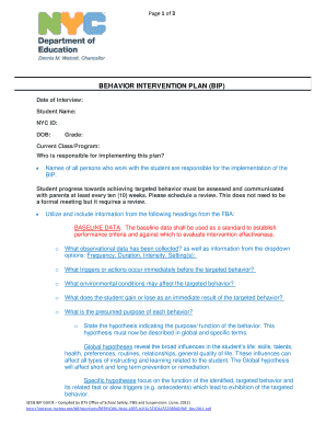 Behavior Intervention Plan (BIP)