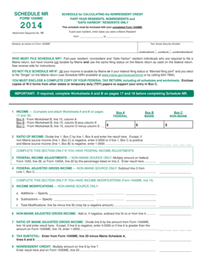 Maine Nonresident Credit Schedule NR