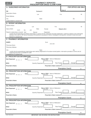 Pharmacy Prescription Drug Claim Form