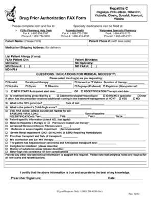 Hepatitis C Drug Prior Authorization Fax Form