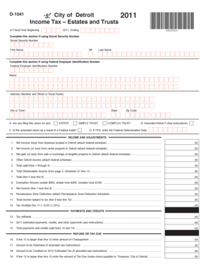 Detroit 2011 Income Tax Form for Estates and Trusts