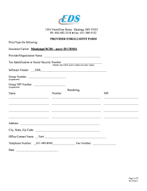 Blue Cross Blue Shield of Mississippi Dental Electronic Claims Enrollment Form