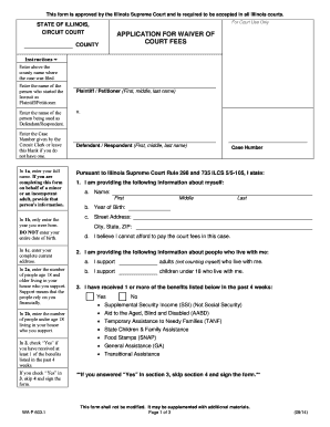 Illinois Court Fee Waiver Application