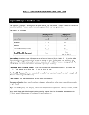 H-4(G) Adjustable-Rate Adjustment Notice