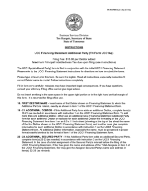 Tennessee UCC1Ap Financing Statement Additional Party Form