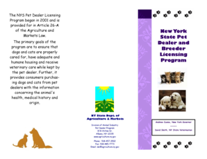 New York State Pet Dealer and Breeder Licensing Program - agriculture ny