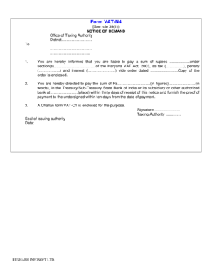 Haryana VAT Notice of Demand