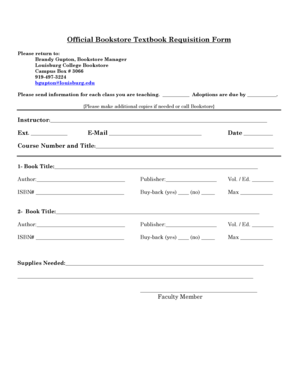 Textbook Requisition Form
