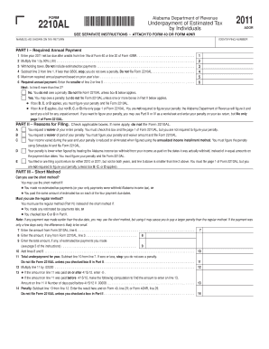 Alabama Underpayment of Estimated Tax Form 2210AL