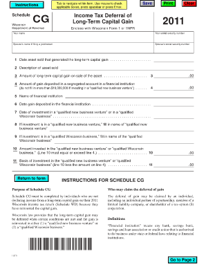 Wisconsin Schedule CG Income Tax Deferral Form