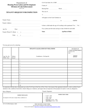 Tenant's Request for Inspection