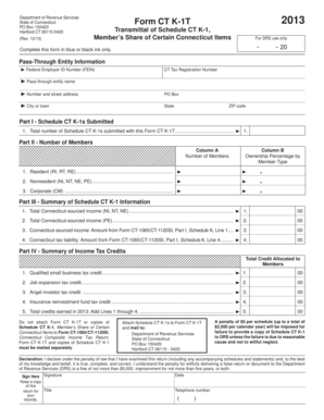 Connecticut Form CT K-1T 2013