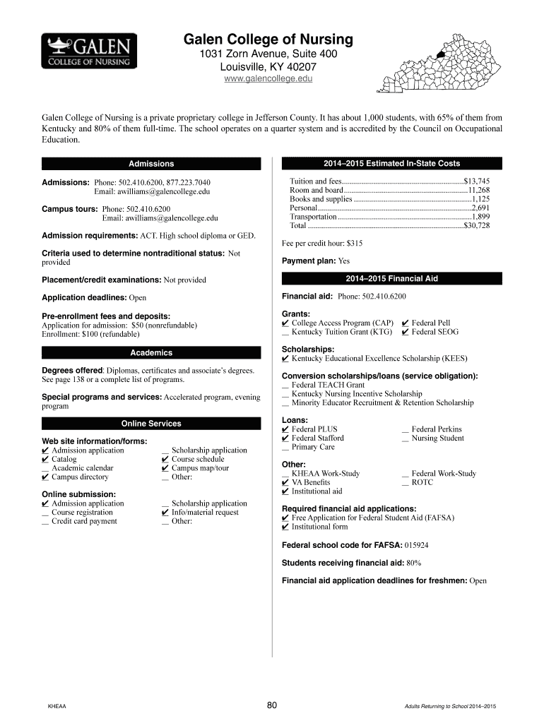 Fillable Online Galen College of Nursing Fax Email Print - pdfFiller