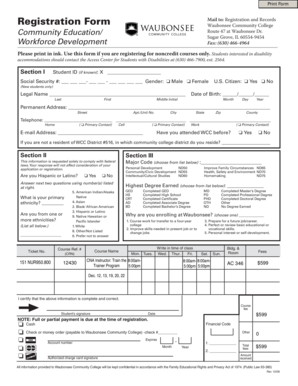 Waubonsee Community College Registration Form