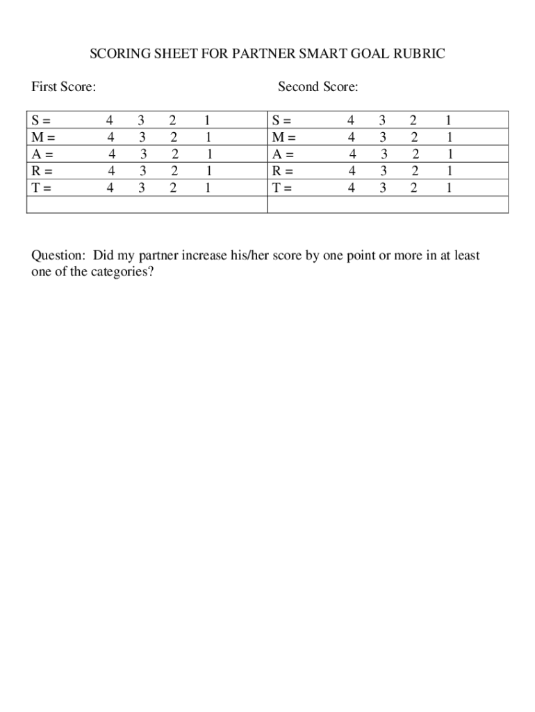smart goal rubric Preview on Page 1