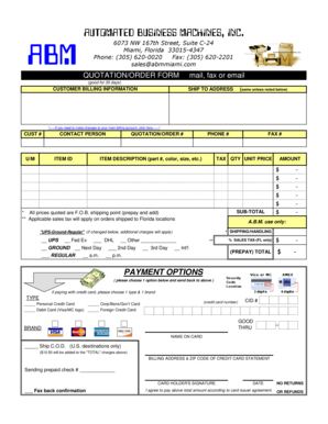 Quotation Order Form