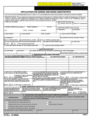 Application for Nurses and Nurse Anesthetists - Fillable