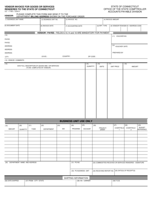 Connecticut Vendor Invoice Form