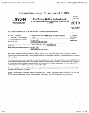 Form 990-N Electronic Notice