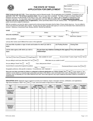 Texas State Employment Application