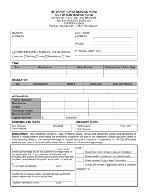 Kansas Propane Gas Service Interruption Form