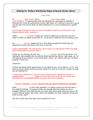 Dialing for Dollars Workshop Pique Interest Script