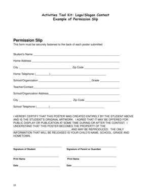 Logo/Slogan Contest Permission Slip