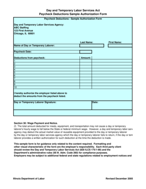 Paycheck Deductions Authorization Form