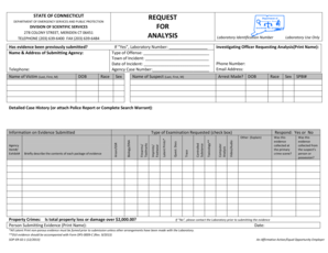 Connecticut Evidence Analysis Request Form