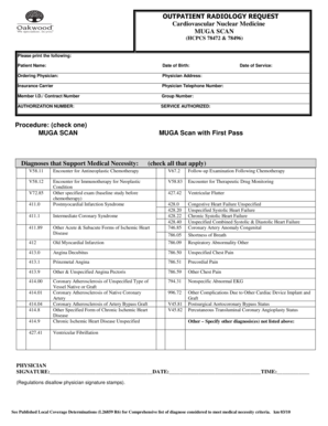 Outpatient Radiology Request for MUGA Scan