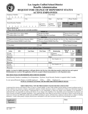 Request for Change of Dependent Status