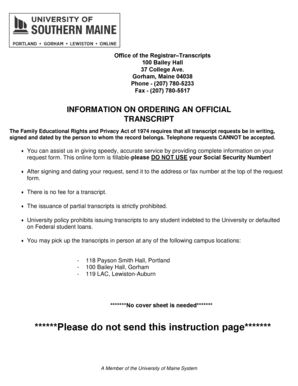 University of Maine Transcript Request Form