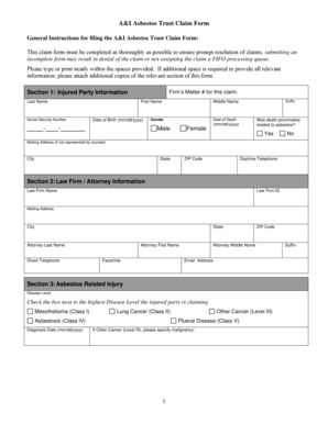 A&I Asbestos Trust Claim Form