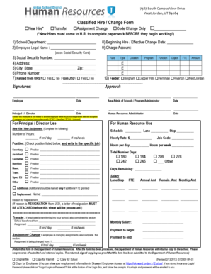 Classified Hire Change Form