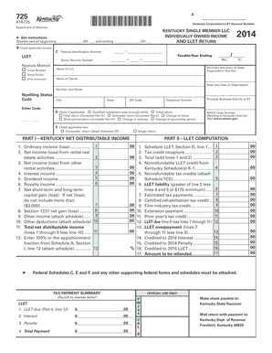 Kentucky Single Member LLC Tax Return