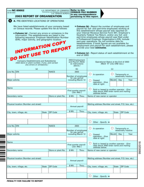 Form NC-99002 Report of Organization