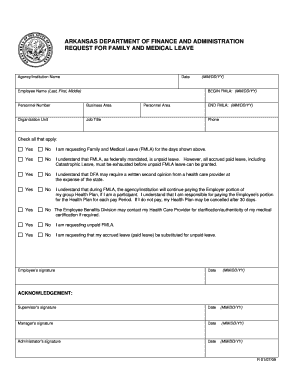 Arkansas Family and Medical Leave Request Form