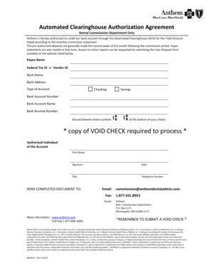 Automated Clearinghouse Authorization Agreement