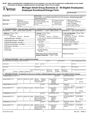 Michigan Small Group Business Employee Enrollment Form