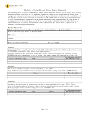 Disclosure of Ownership And Control Interest Statement
