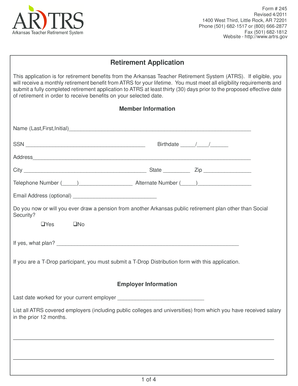 Arkansas Teacher Retirement System Application