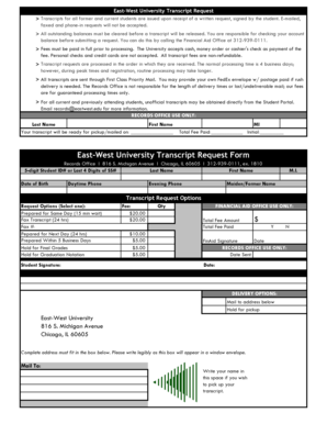 East-West University Transcript Request Form