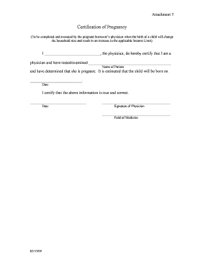 Certification of Pregnancy