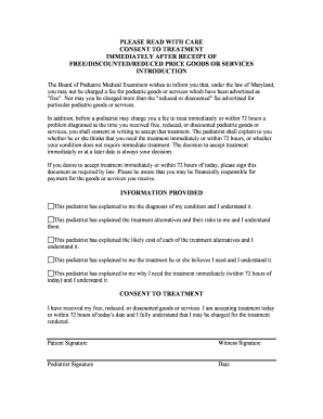 Maryland Podiatrist Consent to Treatment