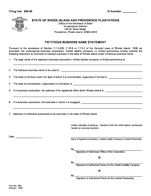 Rhode Island Fictitious Business Name Statement
