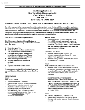 New York Wholesaler/Manufacturer License Application