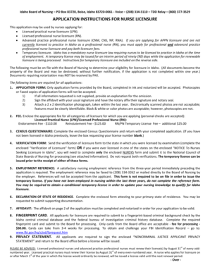 Idaho Nurse Licensure Application