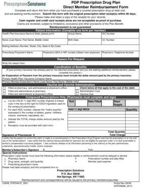 PDP Prescription Drug Plan Reimbursement Form
