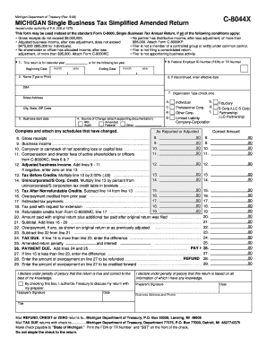 Michigan Single Business Tax Simplified Amended Return