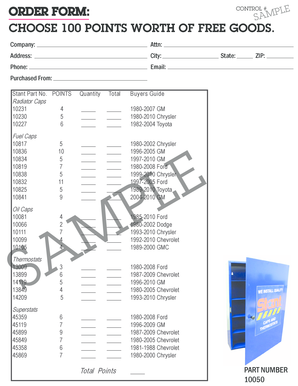 Order Form for Free Goods